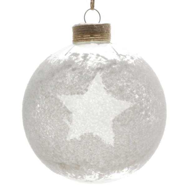 Χριστουγεννιάτικη Γυάλινη Μπάλα Διάφανη, με Αστέρι (8cm)
